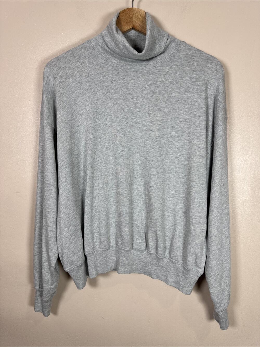 J. Crew Womens Turtleneck Sweater Lightweight Oversized Cotton Gray